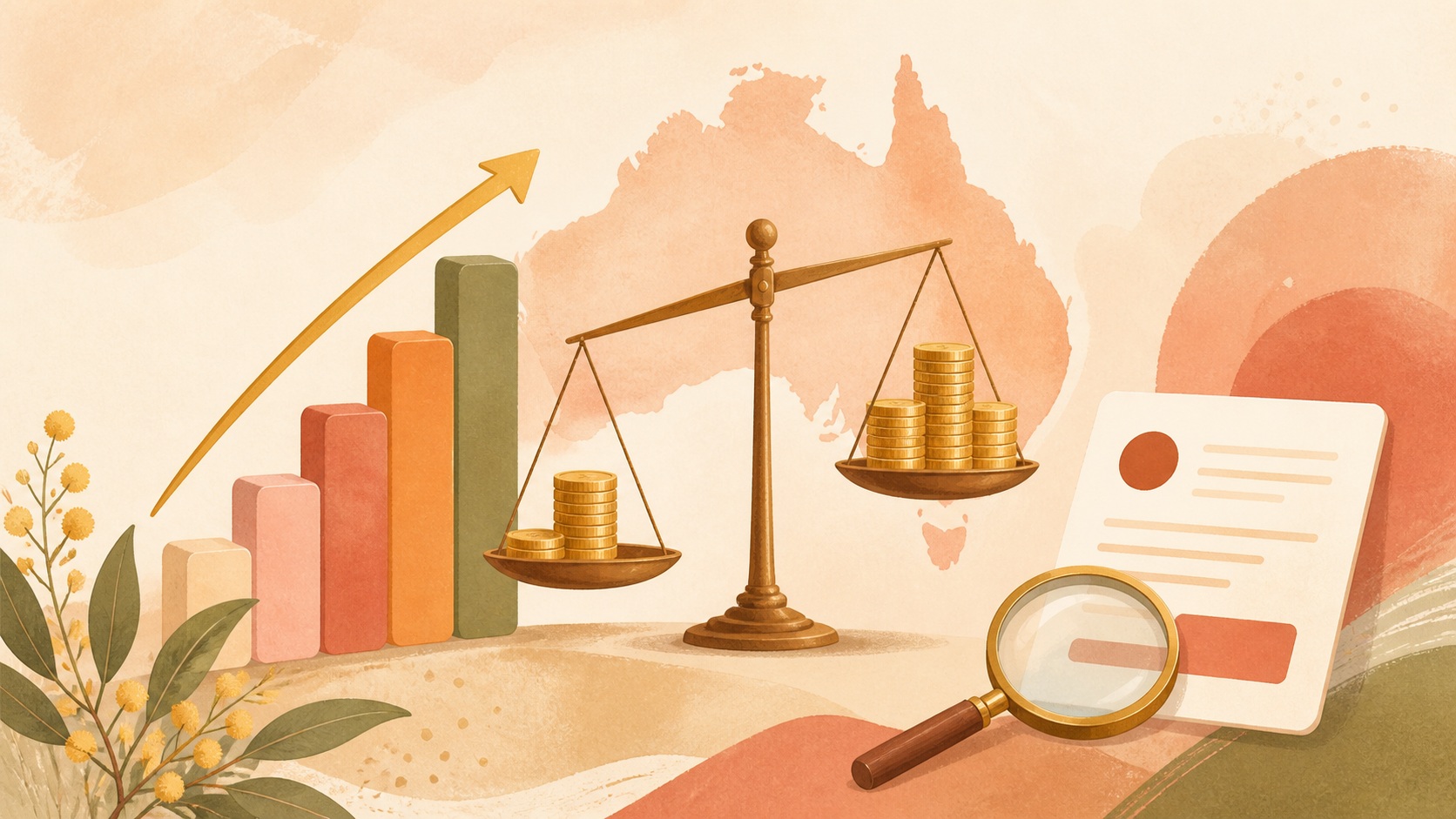 Illustration of salary benchmarks, income levels, and job market comparison in Australia